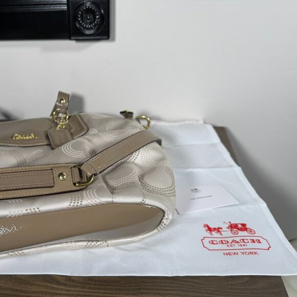 Coach Ashley Dotted Op Art Satchel — Khaki/Taupe & Cream NWT - Picture 10 of 10